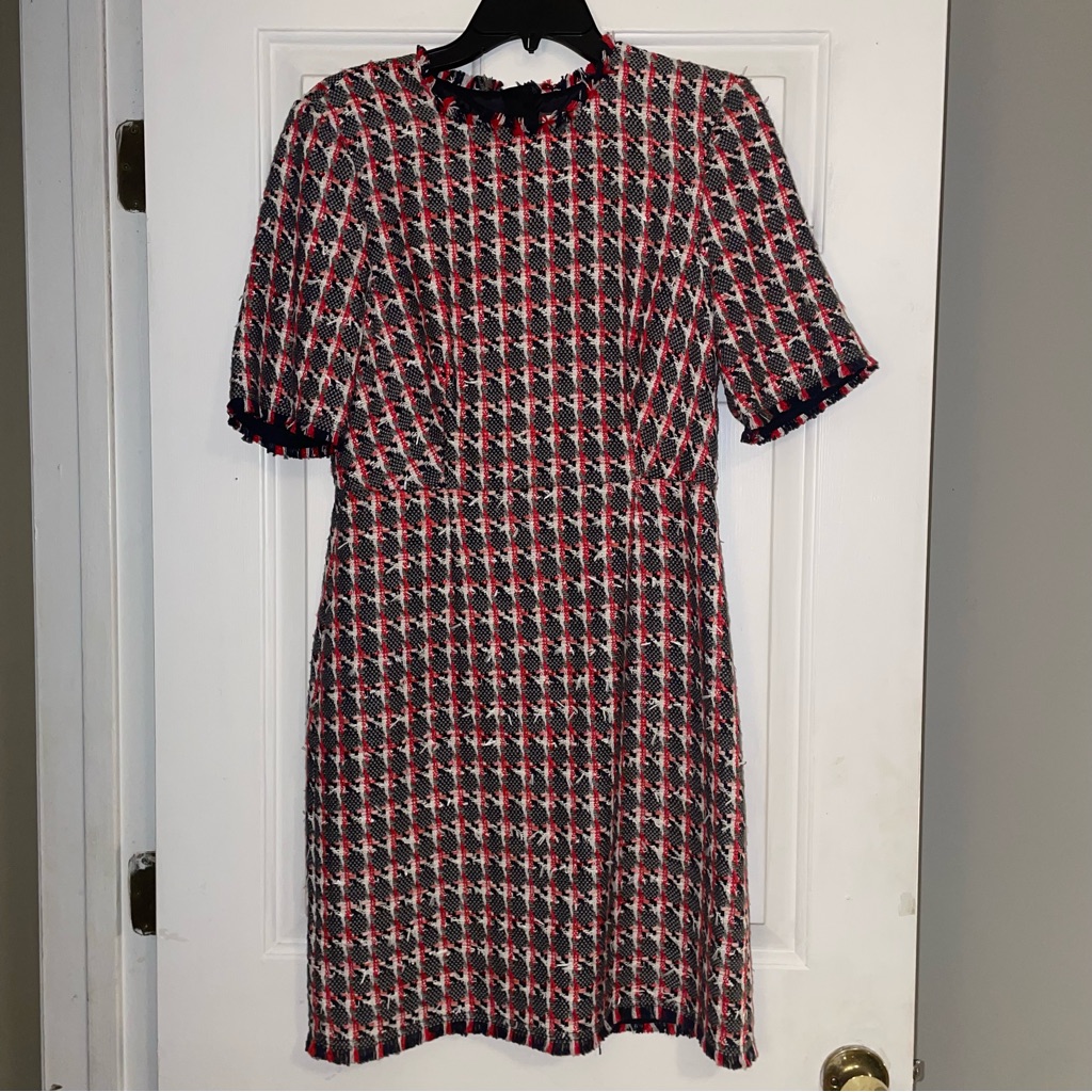 Lk Bennett Tweed Dress Size 6 Multicolor Mini Fabric Cotton,Polyester And Wool